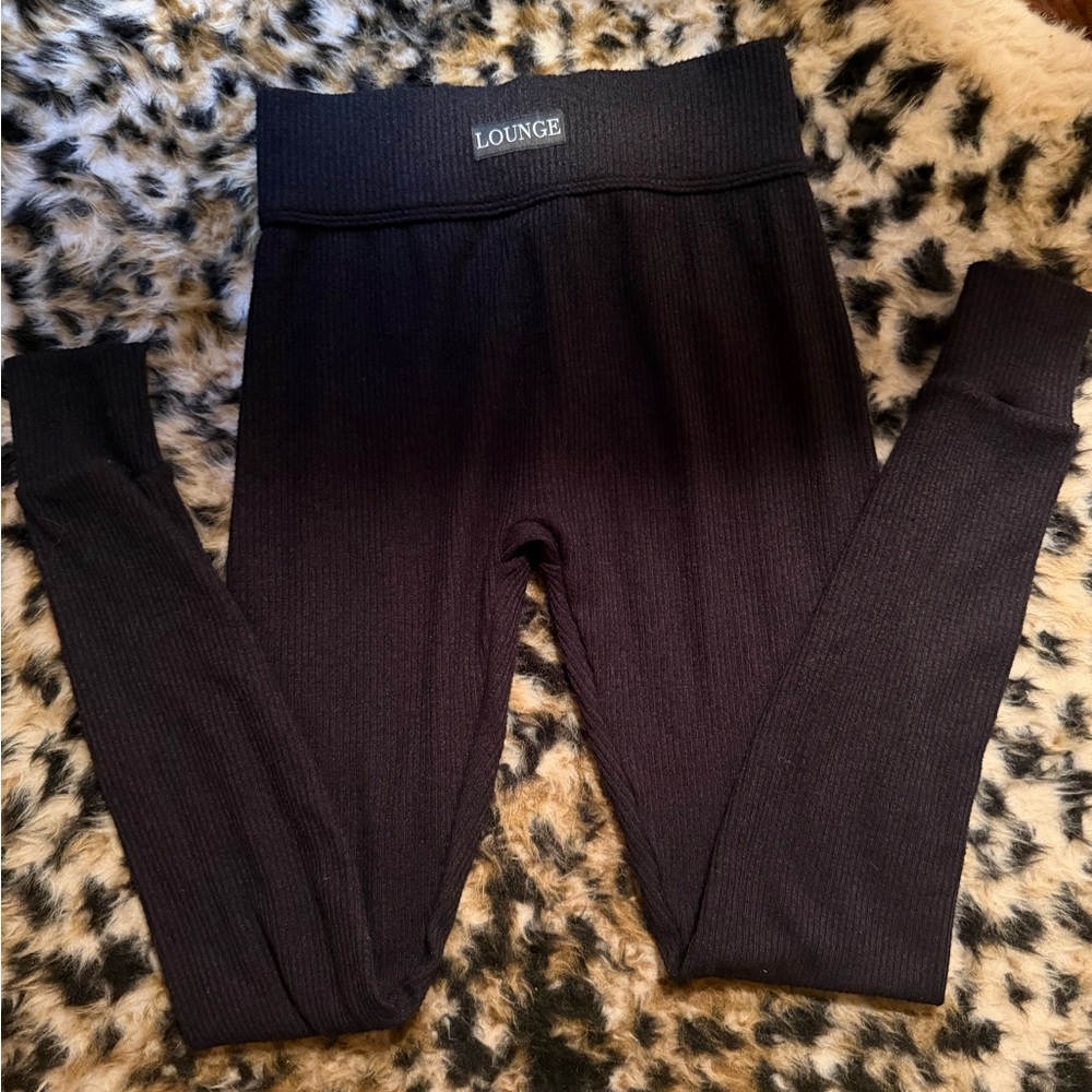 Lounge Brand Ribbed Black Womens Leggings